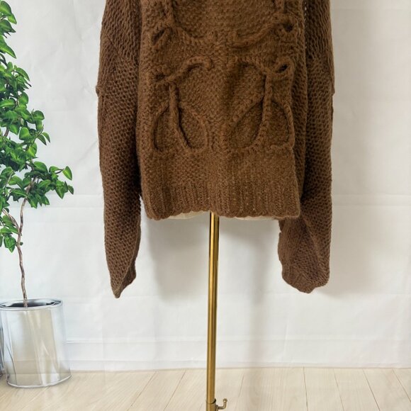 Loewe Women's Brown Knit Letter Puzzle Sweater - Picture 9 of 13